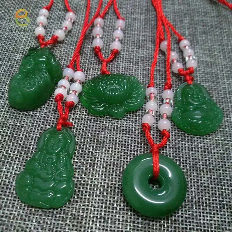 Vòng cổ ngọc bích trắng mặt Phật sen và Quán Thế Âm - May mắn cho bé