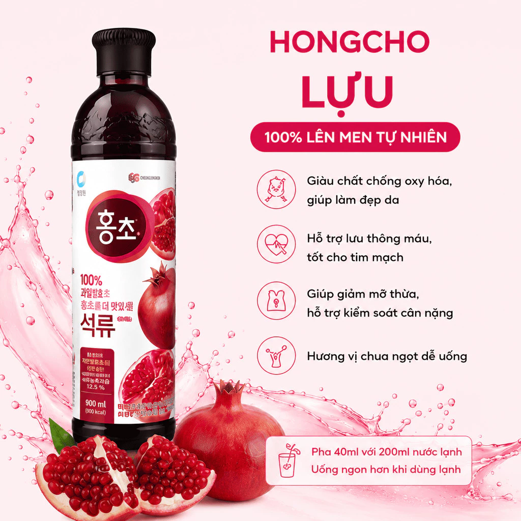[Siêu Sale] Nước Giấm Uống Daesang Hương Lựu 900ml Heri Skin Nội dung 3