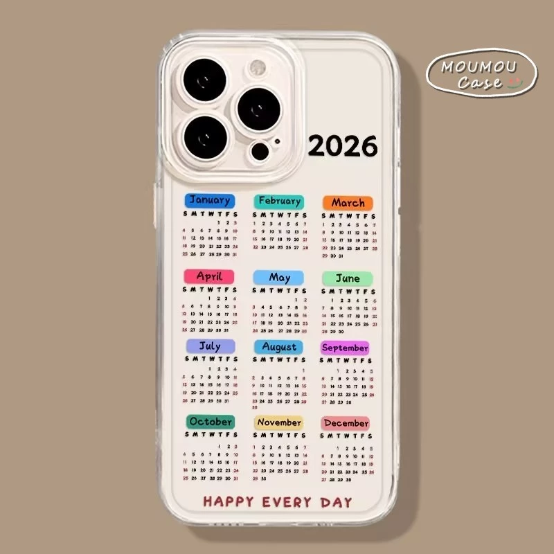 Ốp Lưng IPhone 11 17 13 16 14 15 12 Pro Max 8 7 16 Plus XR XS Max Lịch Nhiều Màu Sắc Sáng Tạo Kèm Ốp Lưng Trong Suốt.