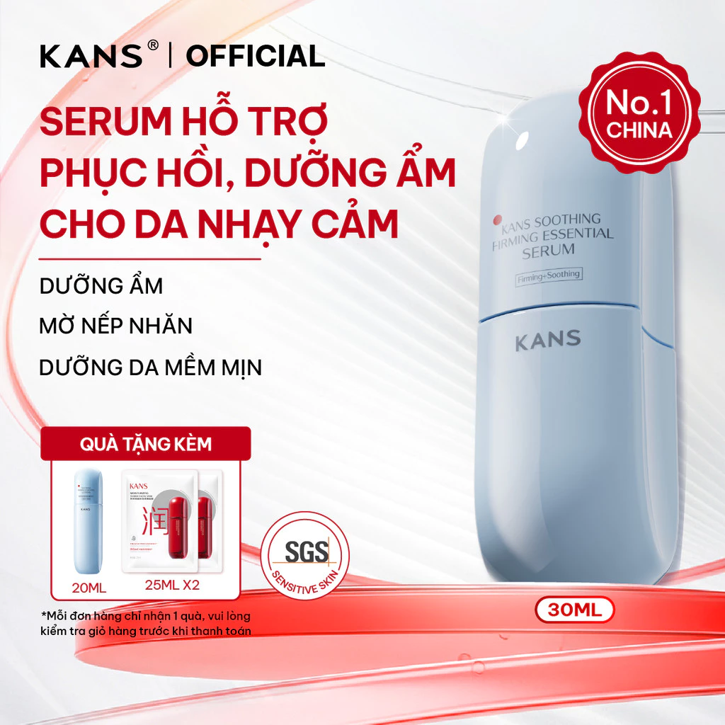 KANS Serum Phục Hồi Da giúp Dưỡng Ẩm, Làm Dịu Da Nhạy Cảm 30ml với Vitamin B5, Ceramide và công nghệ Peptide Collagen