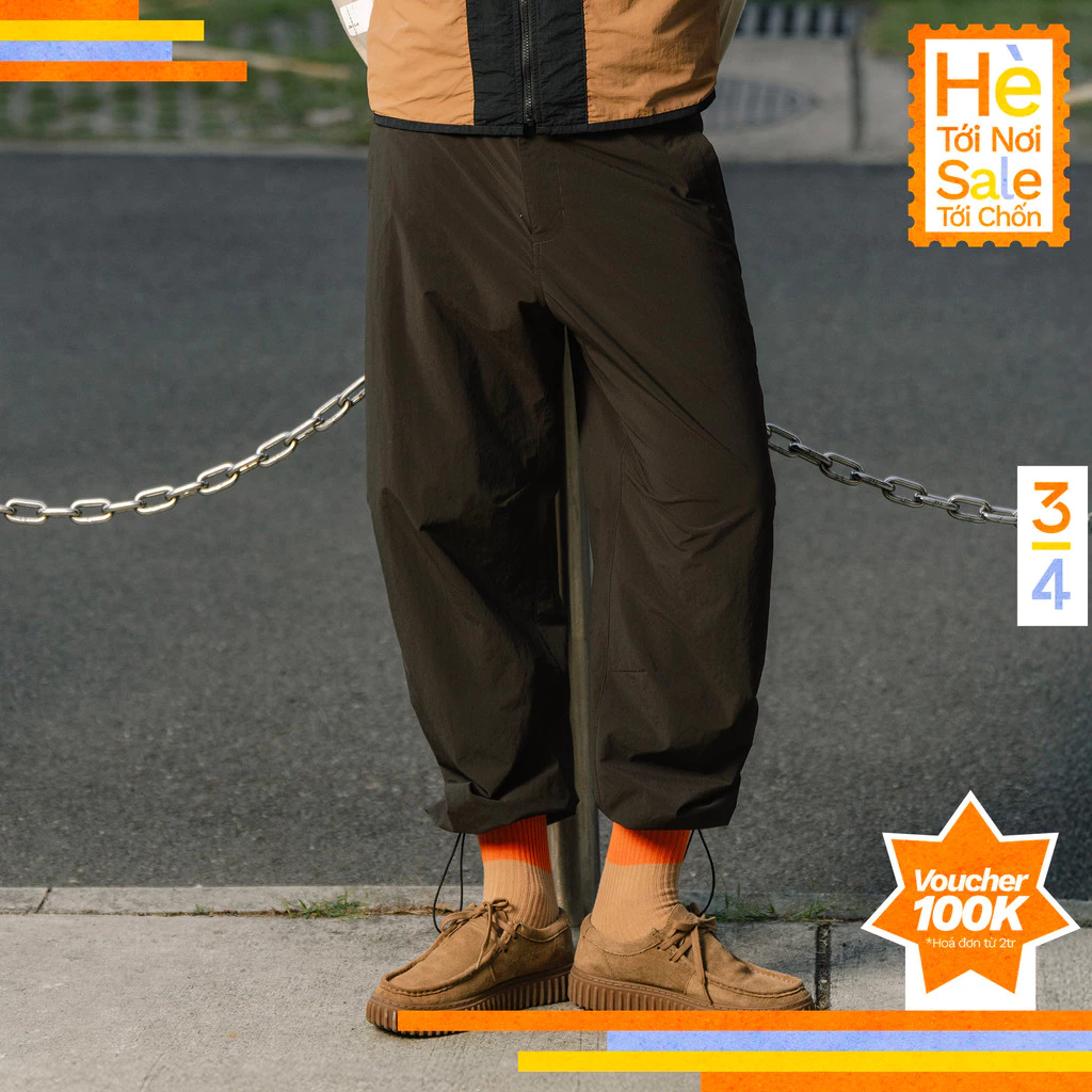 3PhầnTư - Quần Dài Unisex Ống Cong Vải Taslan Dù Gió Nhăn Thế Hệ Mới Nhẹ Thoáng  [Gear Pant] - BMTM25001
