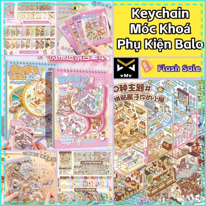 ✨ vMv ✨ Sticker 3D Nhãn Dán Đa Chiều PET Nhiều Cảnh  Sổ 20 Mẫu Tạo Dán Chống Thấm Nước Trang Trí Dễ Thương