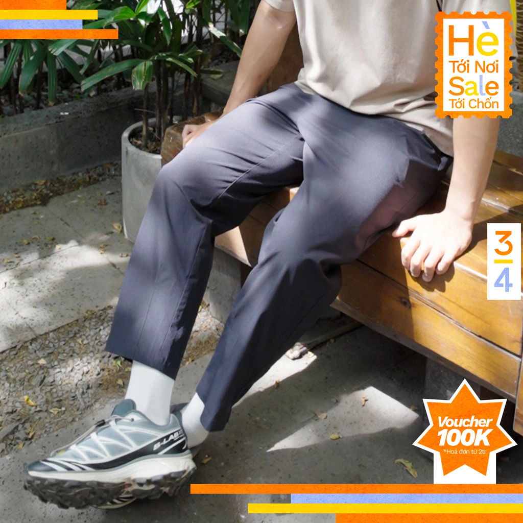 3PhầnTư - Quần Dài Vải Gió Dù Thế Hệ Mới Nhẹ, Co Giãn, Thoáng Khí Lưng Thun - BDLM24001