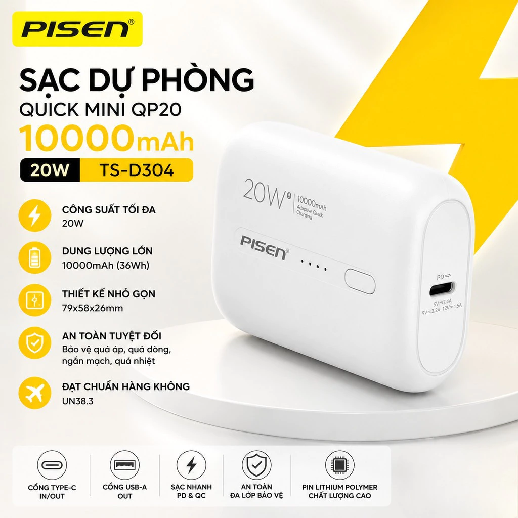 Cáp Pisen Quick Type-C to L 1m / 1,8m , sạc nhanh 3A, model: CL-PD-1000 - Hàng Chính Hãng, bảo hành 6 tháng