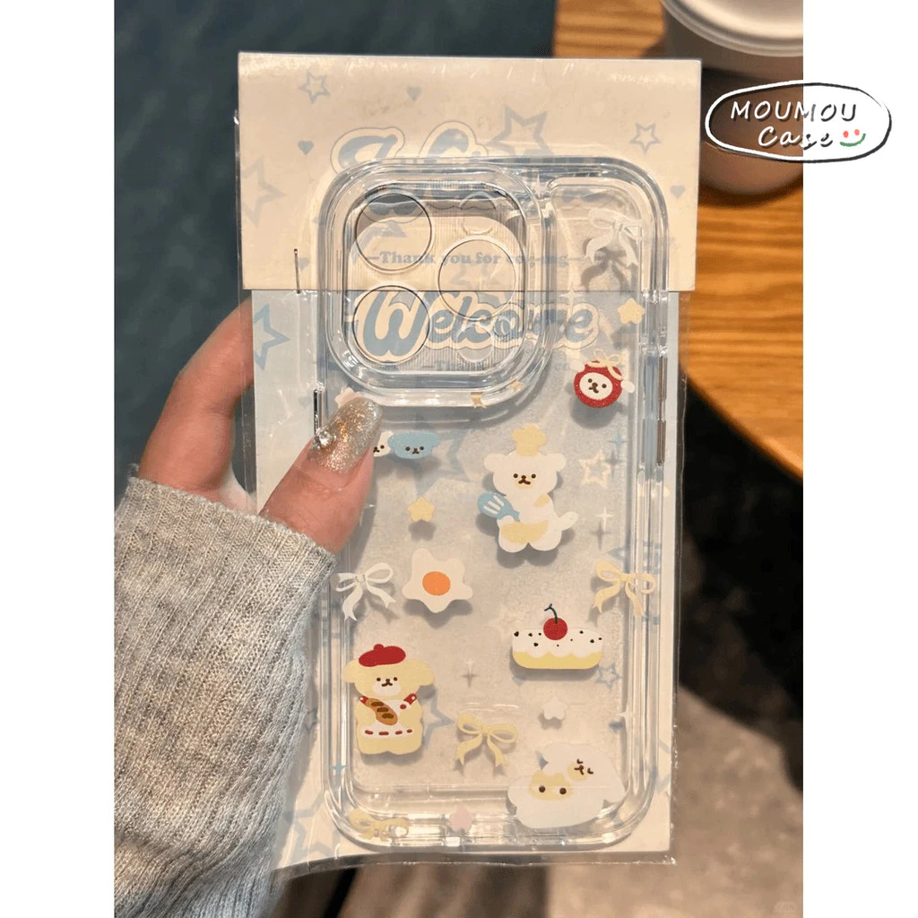 Ốp Lưng IPhone 18 11 17 16 XR 7 15 Plus 13 Pro Max X XS Max Phim Hoạt Hình Con Chó Con Gấu Mèo Con Trường Hợp Trong Suốt