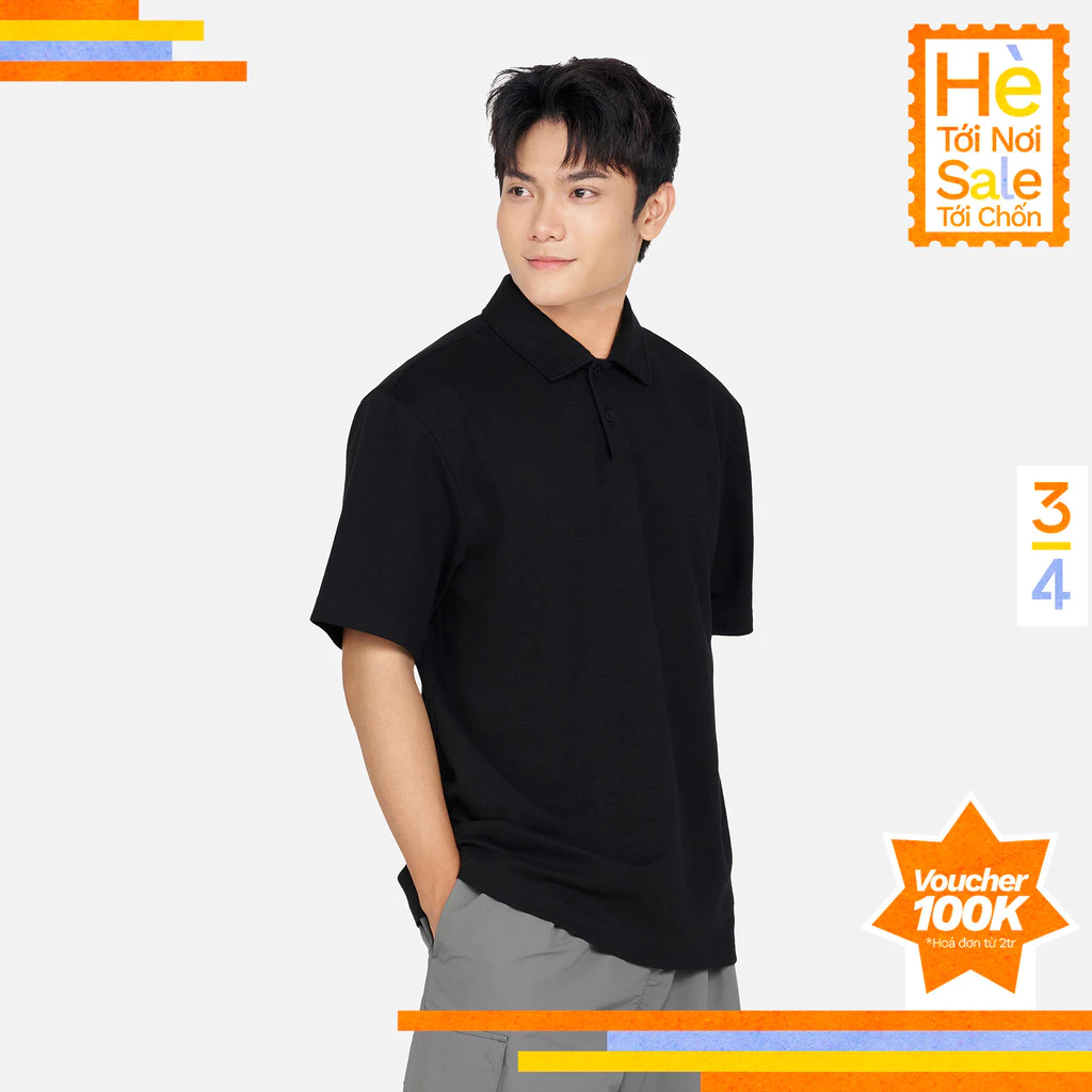 3PhầnTư - Áo Polo Nam  Dáng Rộng Vải Cotton Airism Cao Cấp Thấm Hút Khô Nhanh - TPLM24004