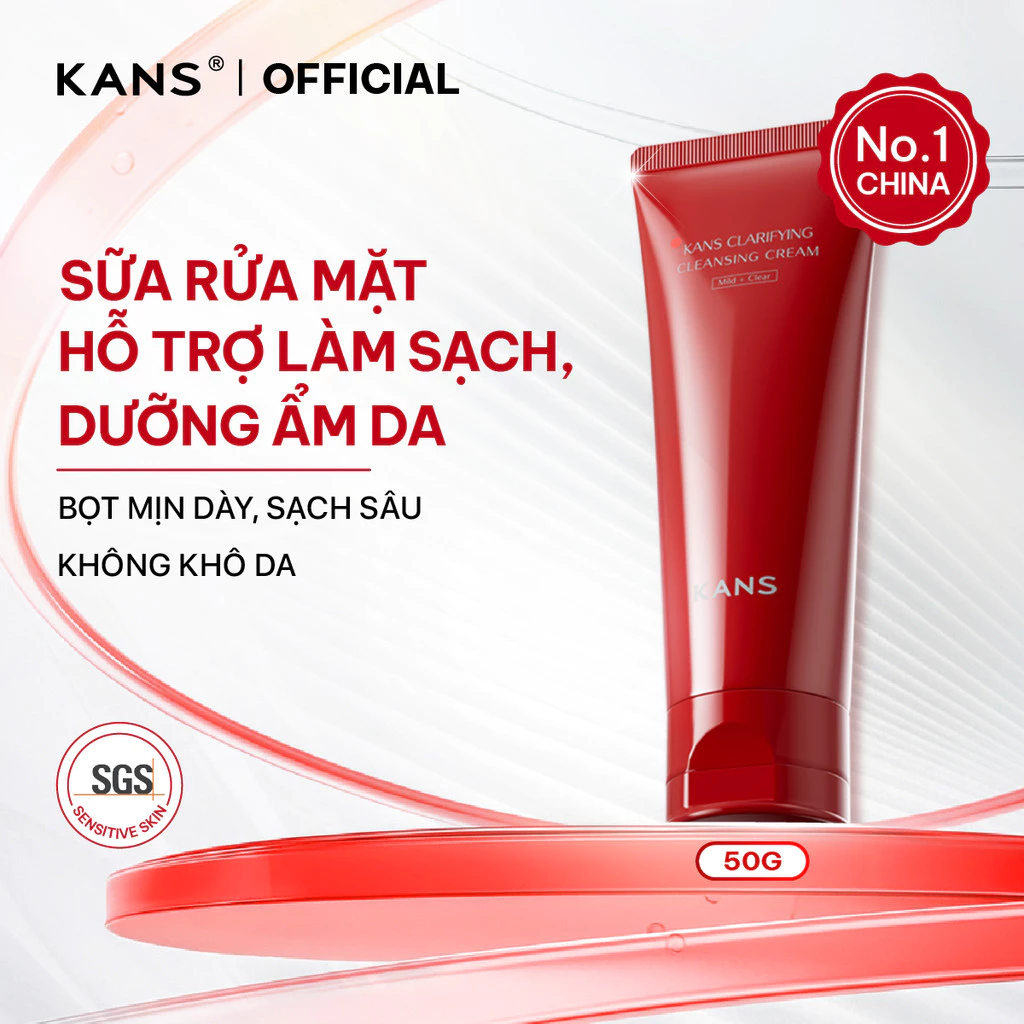 [QUÀ TẶNG - KHÔNG BÁN] KANS Sữa Rửa Mặt Đỏ giúp Làm Sạch Sâu,Dịu Nhẹ, Cấp Ẩm, Mờ nếp nhăn Clarifying Cleansing Cream 50g