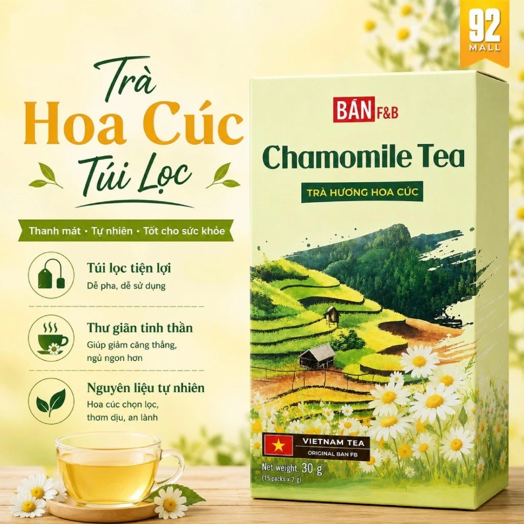 Trà Hoa Cúc Túi Lọc Bản F&B Hộp 15 Gói Đậm Vị Tự Nhiên Sản Xuất Tại Việt Nam