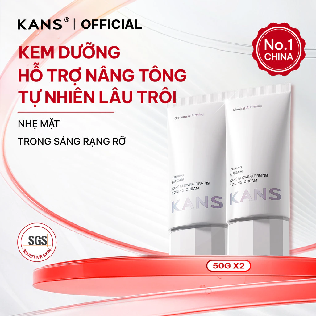 KANS Combo Kem Nâng Tông Kem Lười giúp Dưỡng Ẩm, Nâng Tông Tự Nhiên, Thay Thế Lớp Makeup