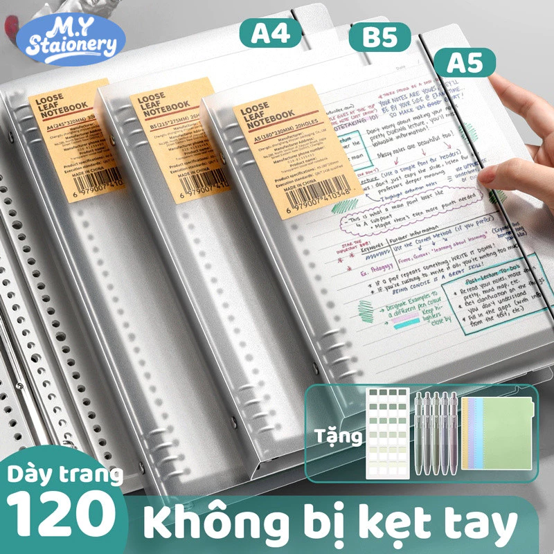 Sổ Còng Sắt tặng tab phân trang A4 B5 A5 Sổ Binder Chất liệu cao cấp, đa dạng kích thước và kiểu bìa