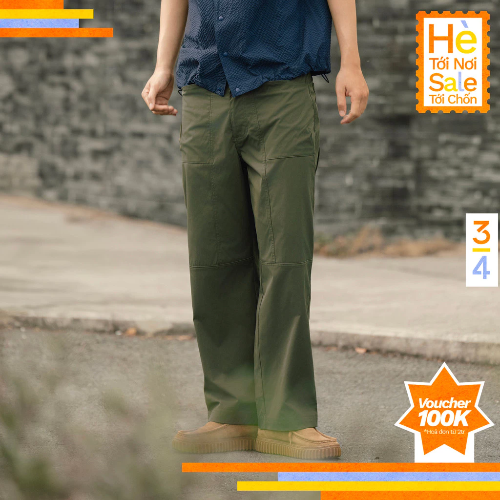 3PhầnTư - Quần Dài Work Pants Ống Đứng Vải Elasterell-P Dệt Chéo - BWPM24001