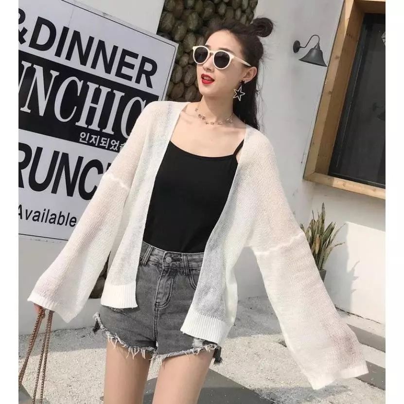 Áo Khoác Cardigan Len Mỏng Cho Nữ Phong Cách Ulzzang Thích Hợp Đi Đà Lạt Đi Biển Chất Liệu Len Mỏng Thoải Mái