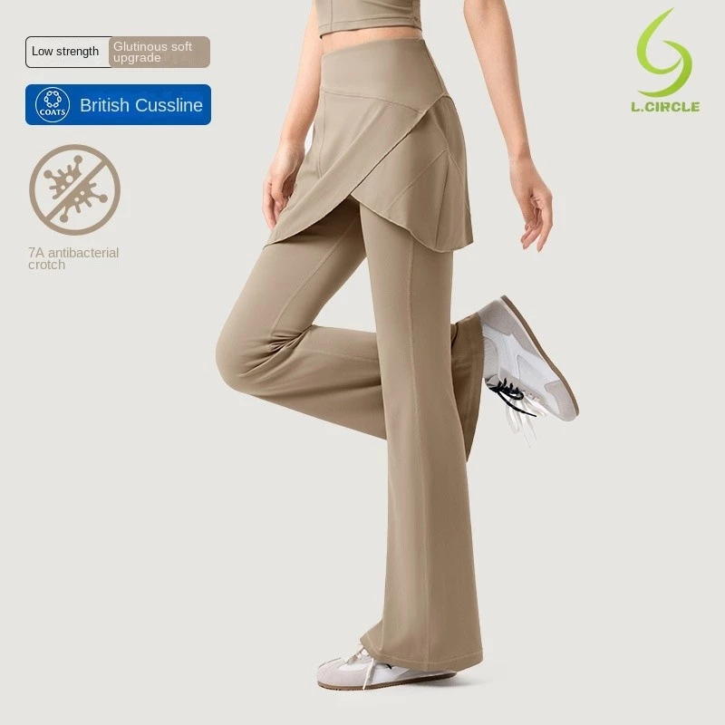 [L.CIRCLE] Quần thể thao Yoga Hai vật dụng giả Slim Flare cạp cao