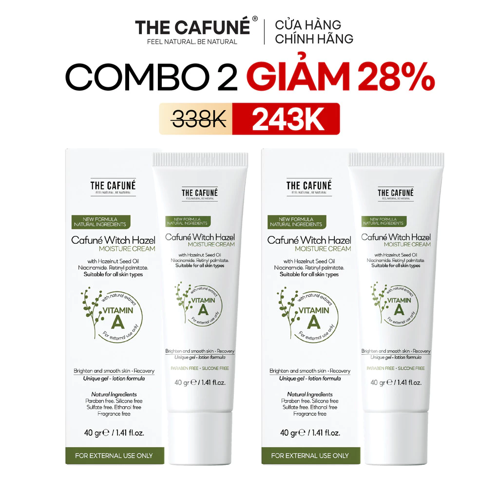 [MUA 2 GIẢM 39%] Combo 2 Kem Dưỡng Ẩm Witch Hazel 40g The Cafuné – Dưỡng Ẩm, Giúp Da Mềm Mịn, Hỗ Trợ Phục Hồi Da