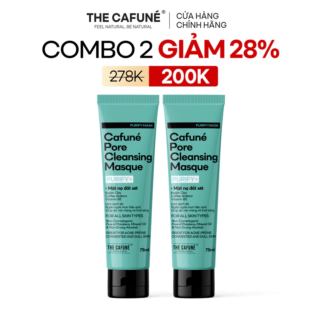 [MUA 2 GIẢM 34%] Mặt nạ đất sét The  Cafuné Pore Cleansing Masque giúp giảm bóng nhờn, ngăn ngừa mụn, 75ml