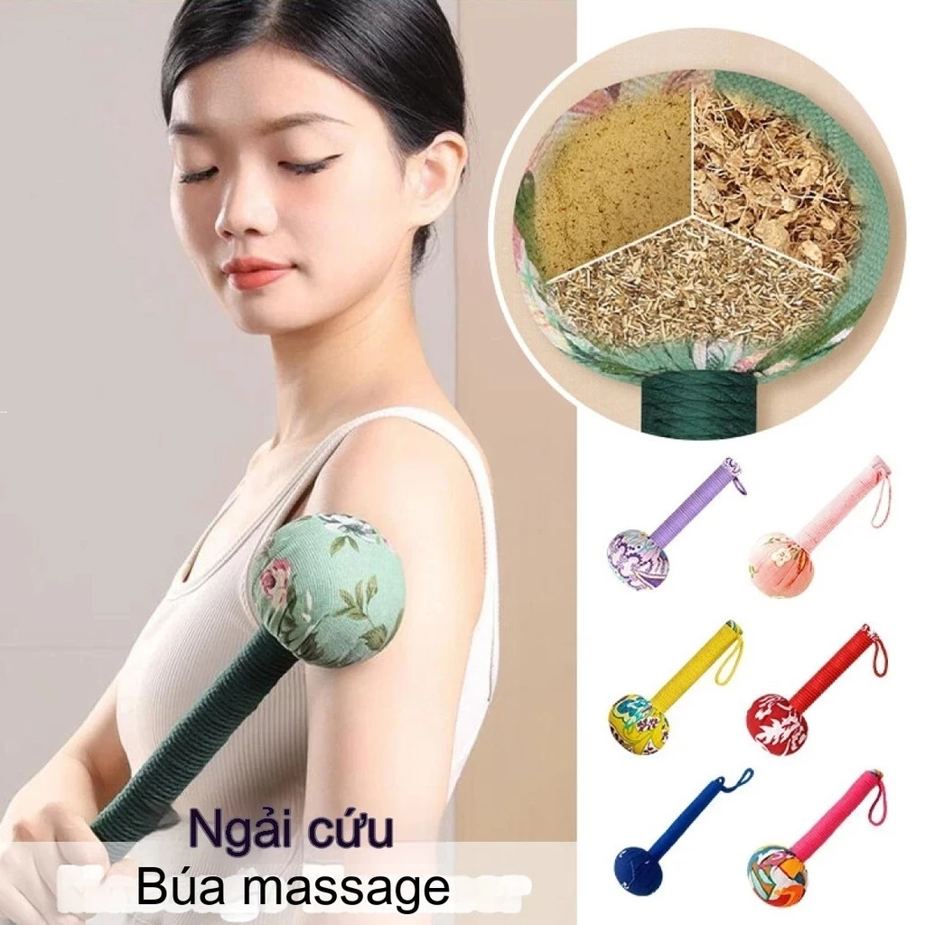 Búa Ngải Cứu Đấm Lưng, Búa Thảo Dược Đấm Lưng, Búa Massage Toàn Thân, Cây Đấm Lưng Ngải Cứu, Gậy Đấm Lưng Thảo Dược