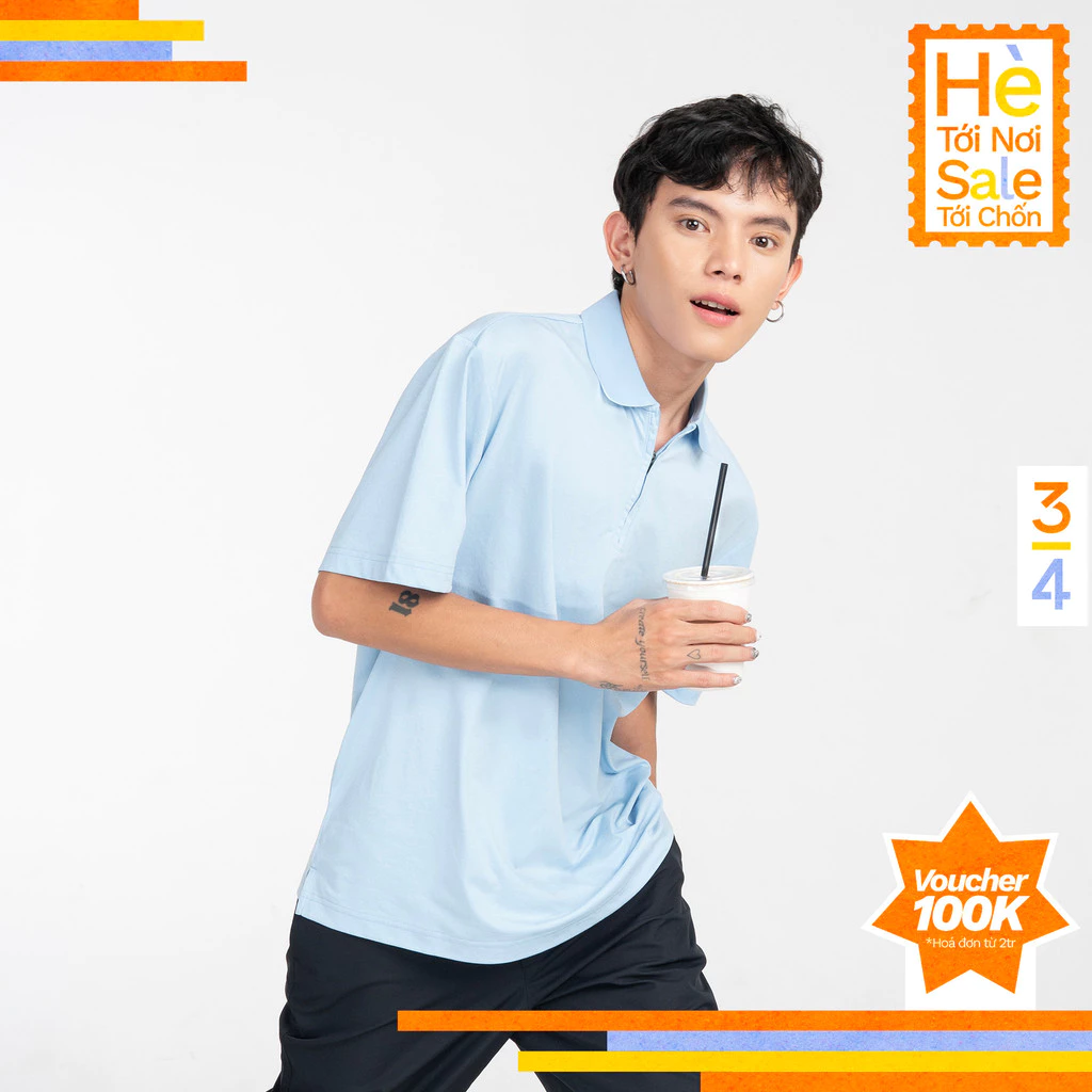 3PhầnTư - Áo Polo Nam Trơn Dáng Ôm vừa Thể Thao Khóa Kéo Tiện Dụng Vải Sorona Từ Ngô Co Giãn 4 Chiều - TPLM24002
