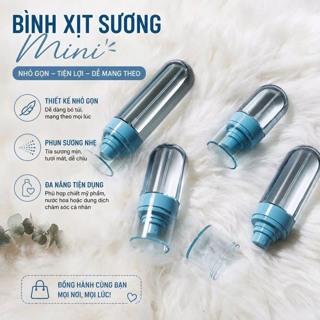 Bình xịt sương mini chiết mỹ phẩm nhỏ gọn phun mịn tiện mang theo hằng ngày