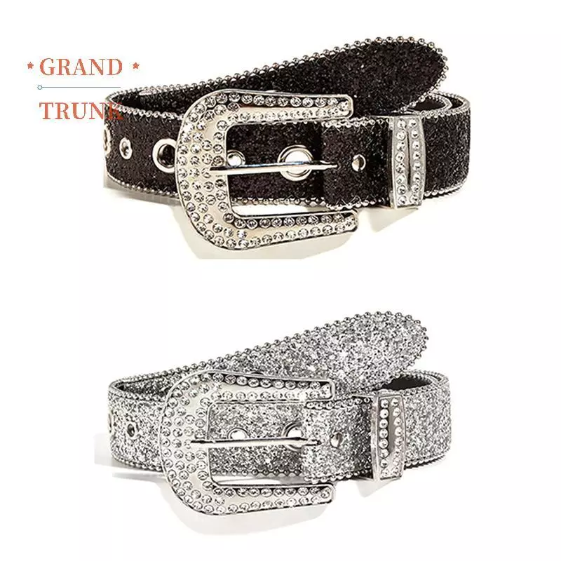 [GRAND-t] Thắt lưng rộng bằng kim cương giả sáng bóng Thắt lưng nữ dành cho người lớn Thắt lưng pha lê