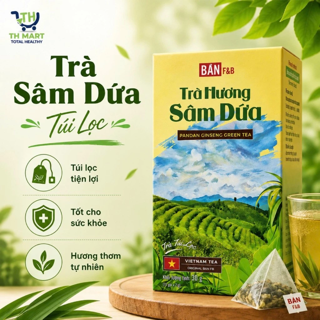Trà Túi Lọc Sâm Dứa Bản F&B Hộp 15 Gói Đậm Vị Trà Tự Nhiên Truyền Thống Việt Nam