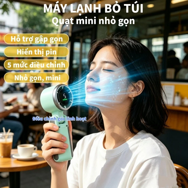 Quạt cầm tay Mini N607 - Quạt sạc 5 tốc độ ​​Cấp độ (9m / s) và Pin lâu dài - Quạt USB 180g nhẹ có dây đeo cổ - Còn hàng, Sẵn sàng giao hàng