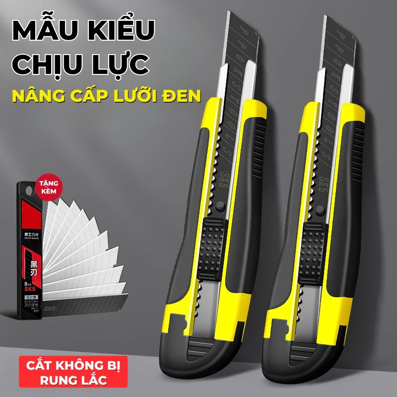 Dao rọc giấy đa năng Titanium - Combo 10 lưỡi dao rọc giấy cao cấp, tiện lợi, cắt giấy dễ dàng, chính xác và an toàn