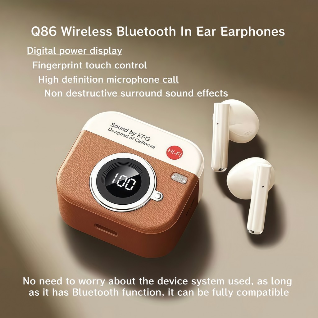 Tai nghe nhét tai Bluetooth không dây Q86, hiệu ứng âm thanh HIFI, cuộc gọi…