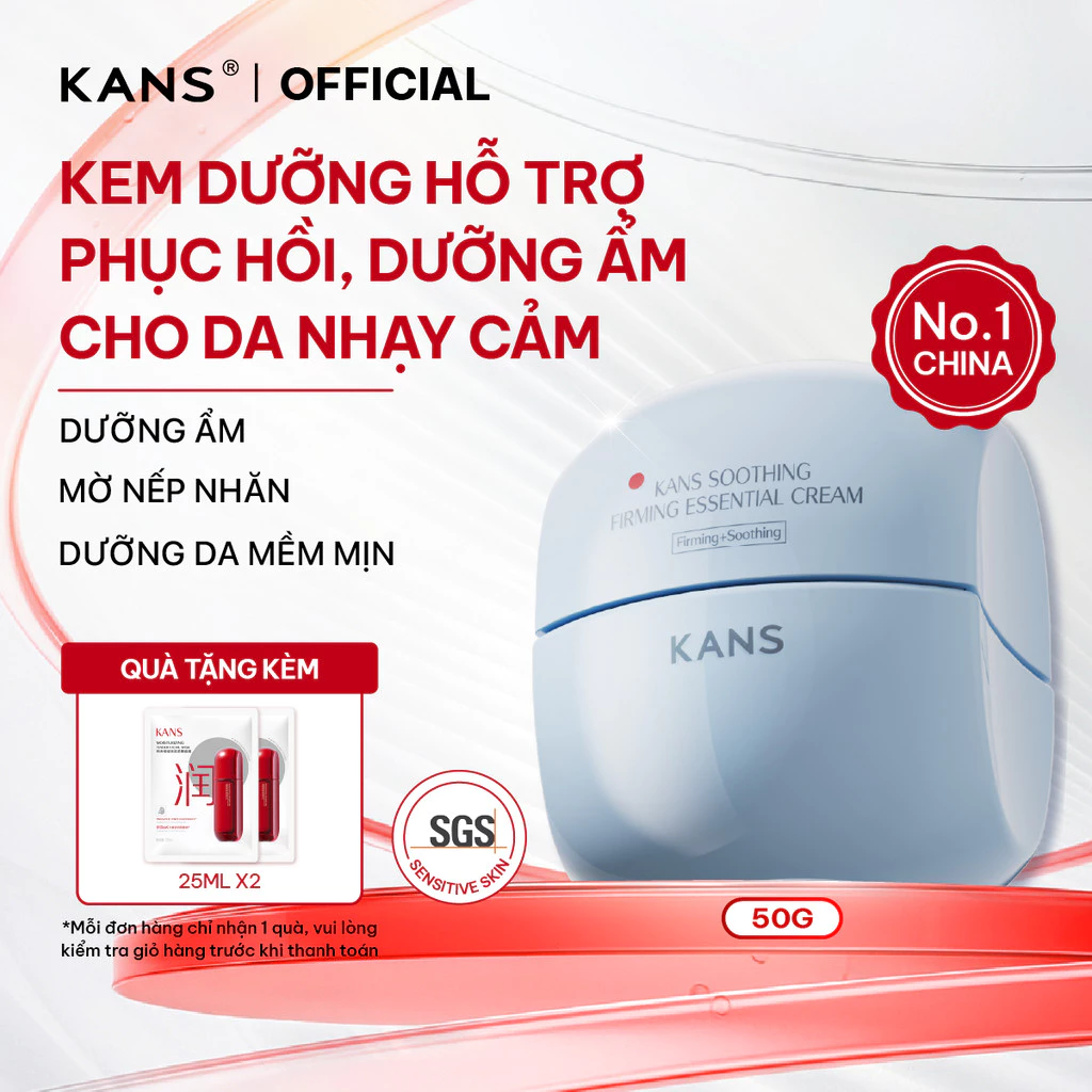 KANS Kem Dưỡng Phục Hồi Da Nhạy Cảm giúp Cấp Ẩm, Làm Sáng, Dưỡng Ẩm 50g với Vitamin B5, Ceramide và Peptide Collagen