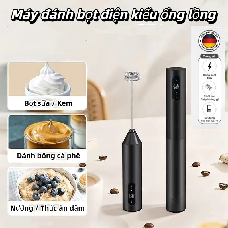Máy đánh bọt sữa điện Cliton  Sạc USB  3 tốc độ, dùng cho cà phê,  latte，lòng trắng trứng,