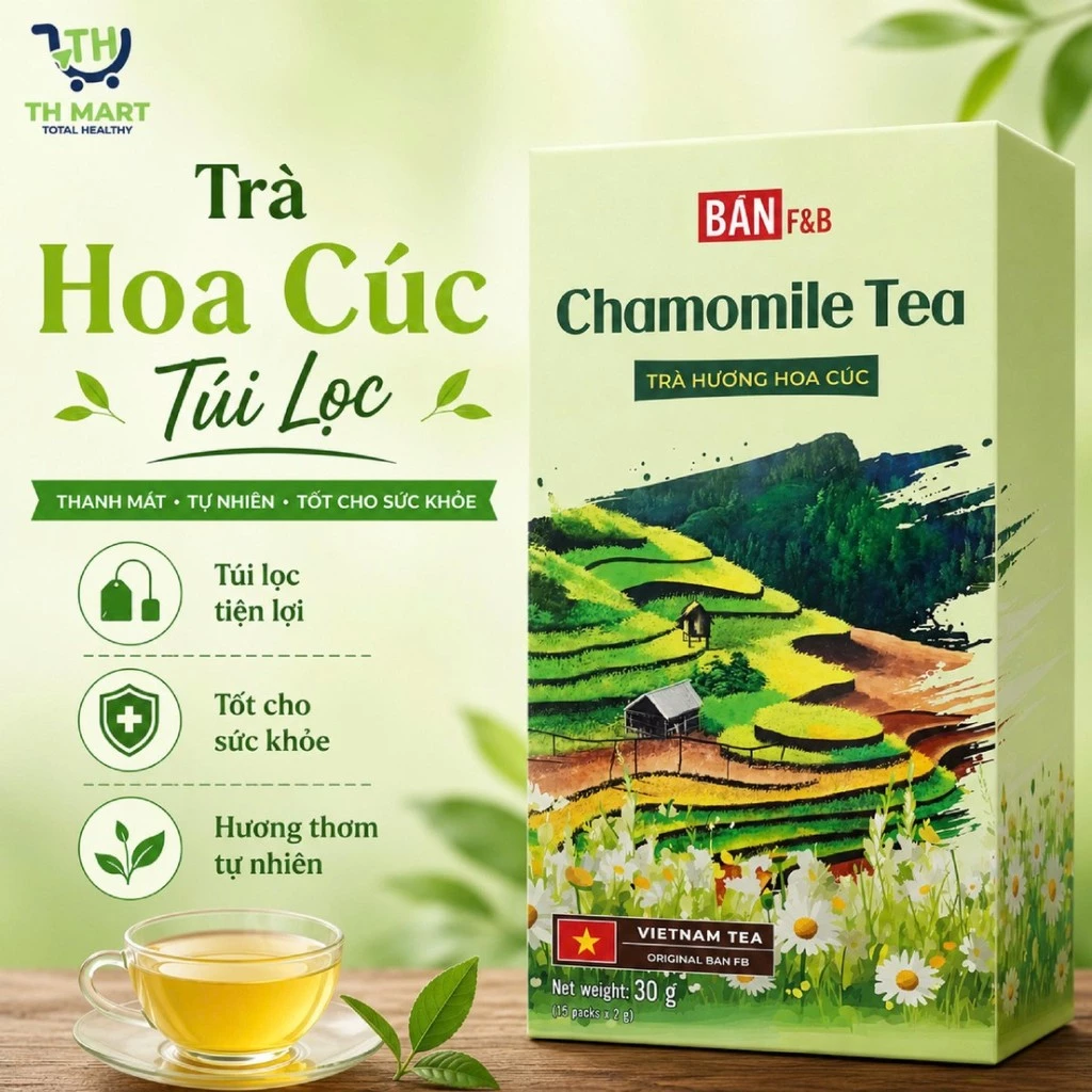 Trà Túi Lọc Hoa Cúc Bản F&B Hộp 15 Gói Đậm Vị Trà Tự Nhiên Truyền Thống Việt Nam