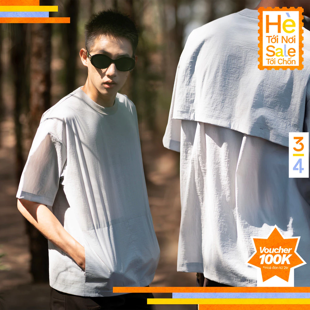 3PhầnTư - Áo Thun Tự Do Outdoor Trekking Có Túi và Rã Lưng Thoáng Vải Dệt Thoi Co Giãn Polyamide/Spandex - TTSM25024
