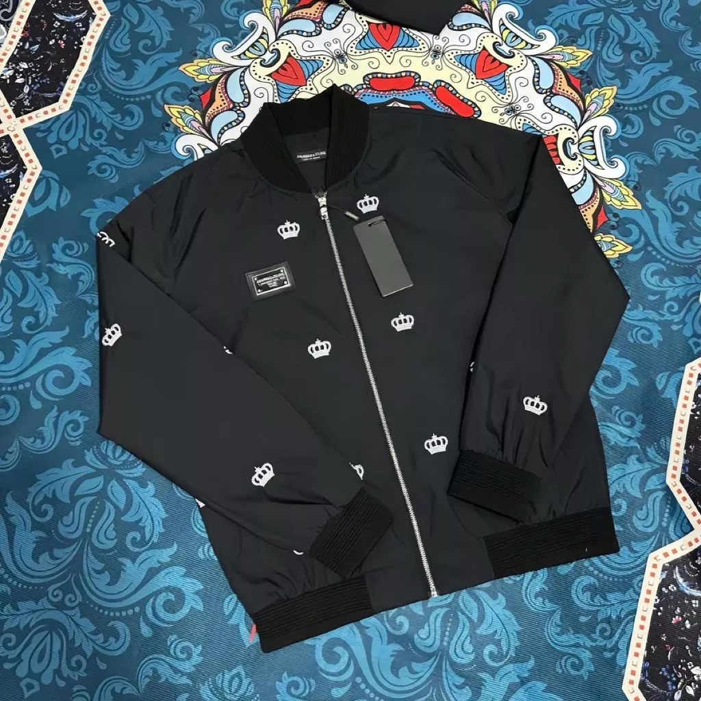 Áo Khoác Bomber Gió Thêu Vương Miện Logo Kim Loại Cực Chất Chuẩn Đẹp Cao Cấp Nam Nữ Top Boy Phố