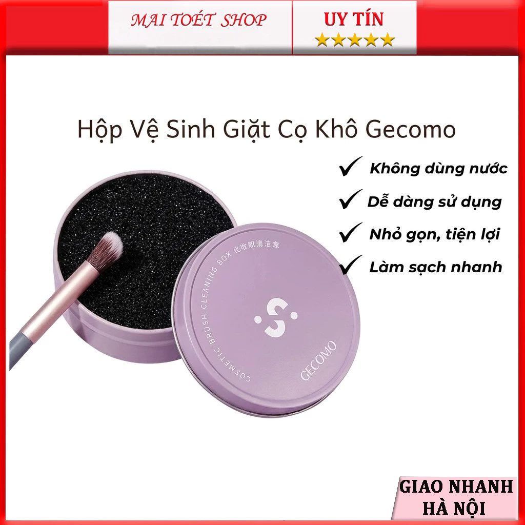 Hộp Bọt Biển Vệ Sinh Giặt Cọ Khô Làm Sạch Cọ GECOMO Trang Điểm Không Dùng Nước Tiện Dụng