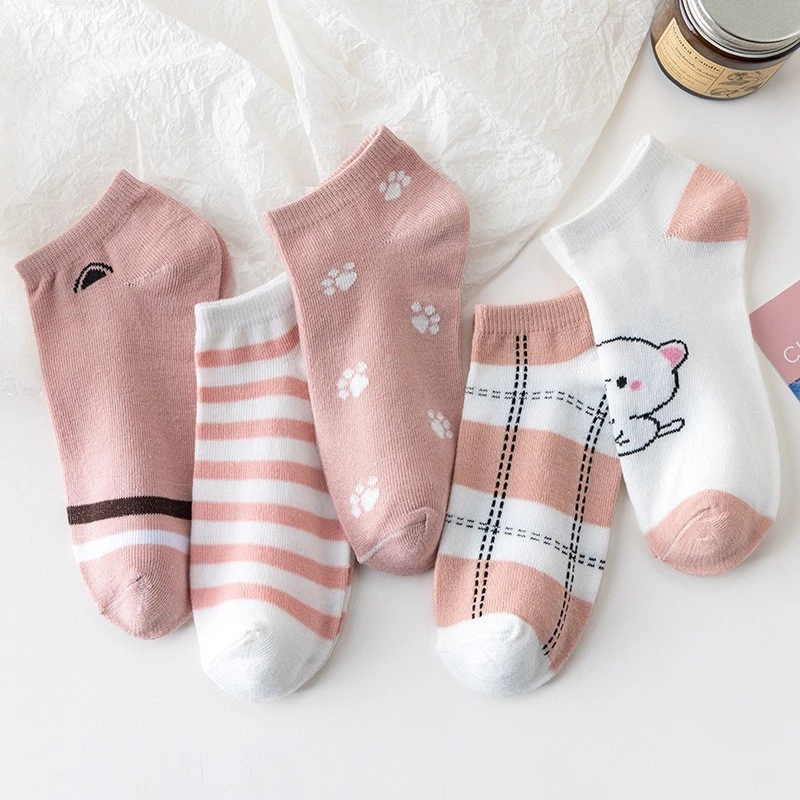 Tất len nữ cổ ngắn Hàn Quốc cute – Combo 5 đôi vớ dày vừa, thấm hút tốt, đi giày thể thao Nhiều mẫu