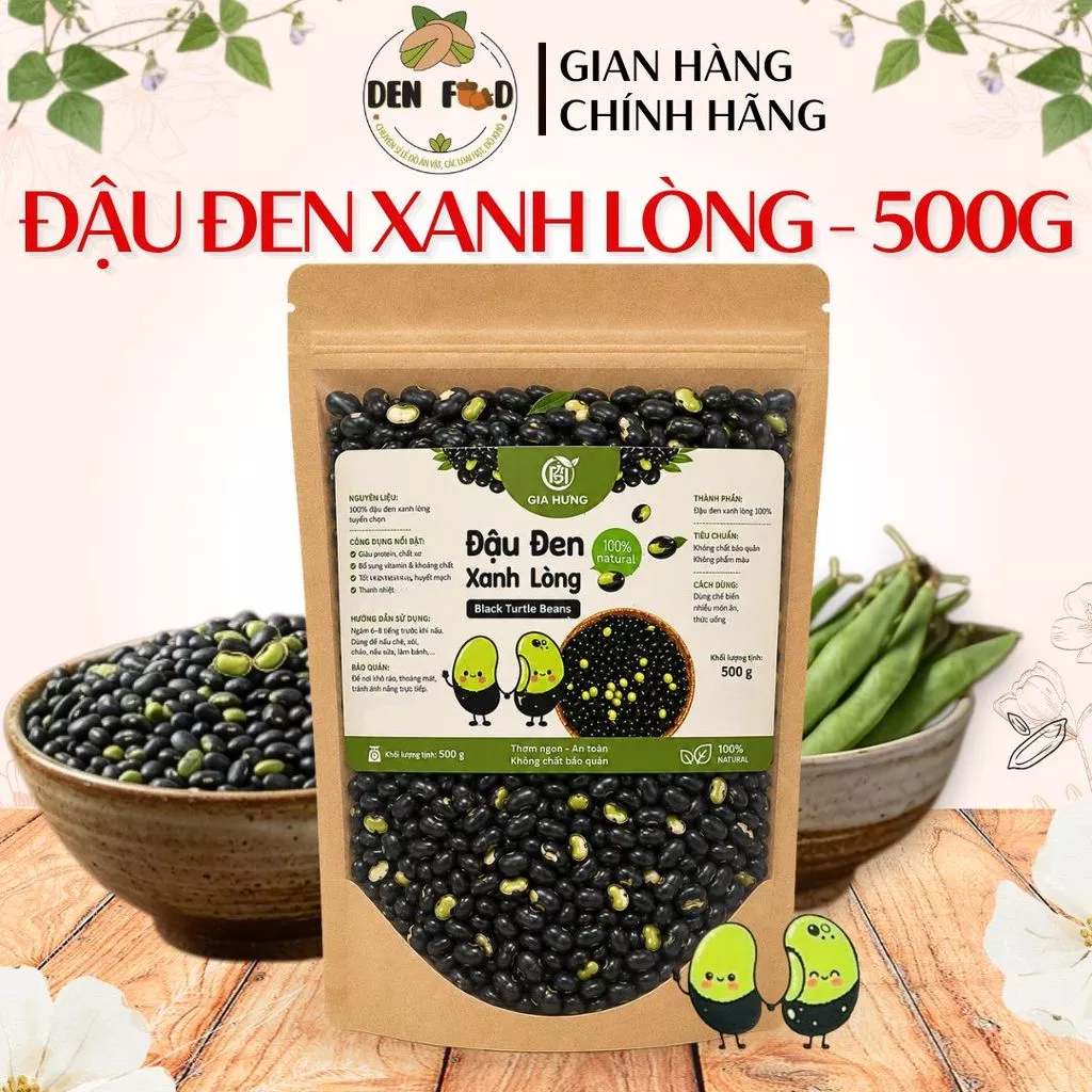 500g Hạt Đậu Đen Xanh Lòng Đã Rang, Giàu Chất Xơ, Rang Thơm - Ăn Vặt Denfood