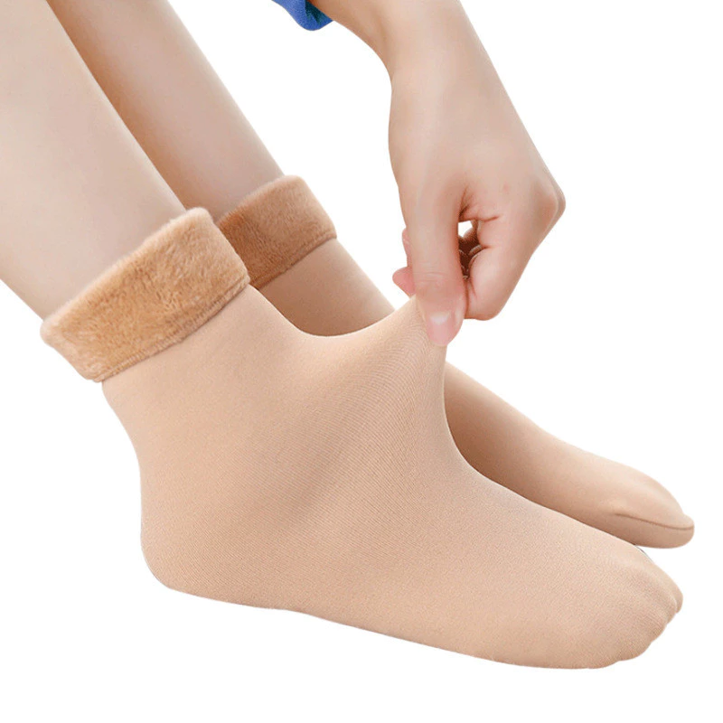 Tất lót lông giữ nhiệt siêu ấm cho nữ, vớ cổ ngắn dày dặn đi mùa đông không lạnh chân
