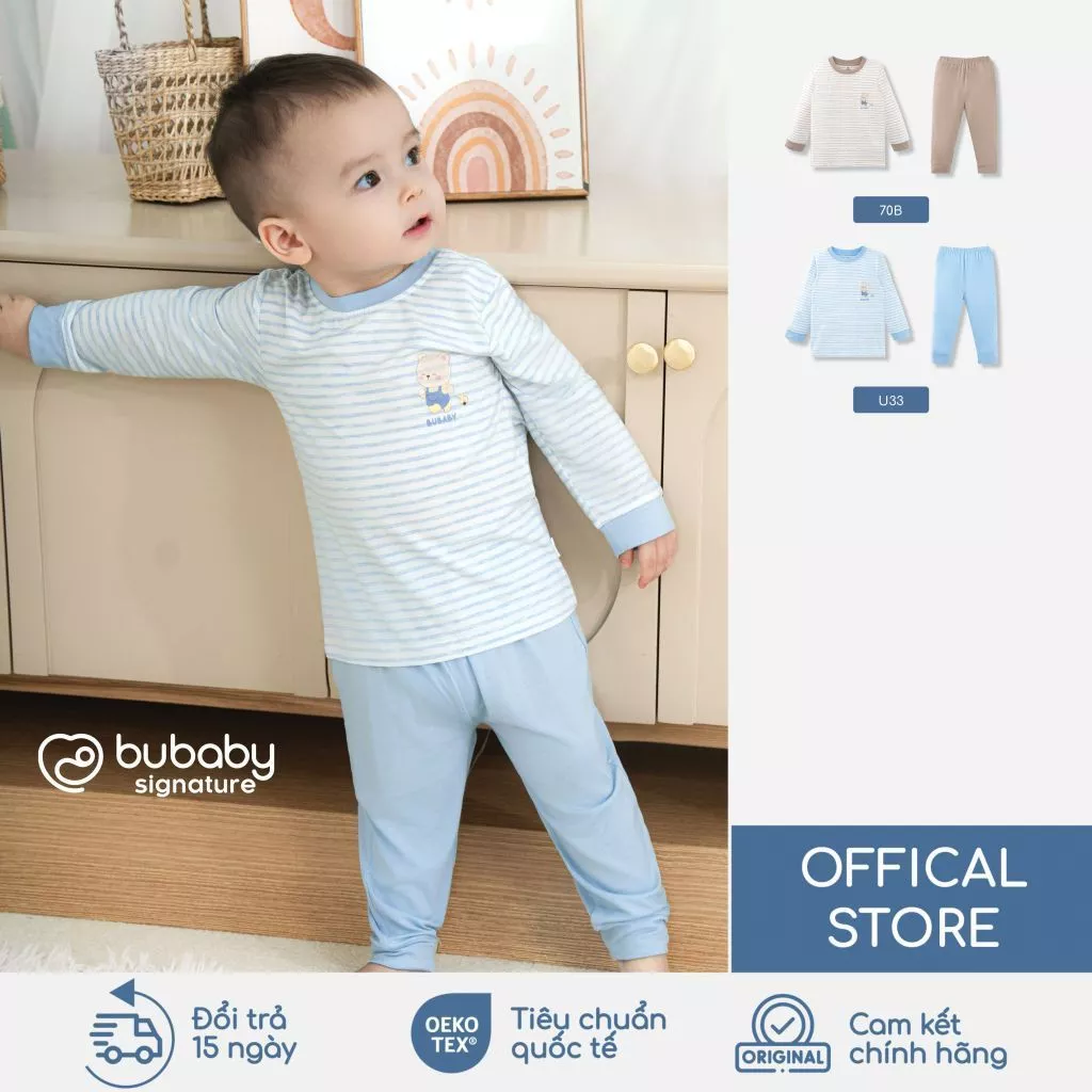 BU Baby Bộ dài tay Signature - N họa tiết gấu, bộ đồ trẻ em | Quần áo trẻ em cao cấp | SVS110400
