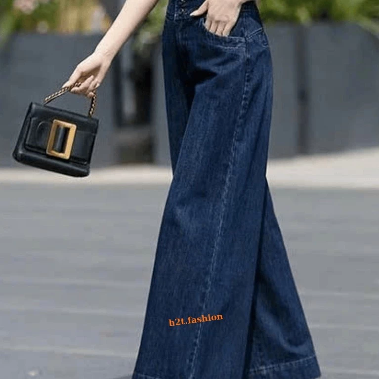 Quần jean bò dài vai demin nữ ống xuông lưng cao phong cách trẻ trung WJeans010