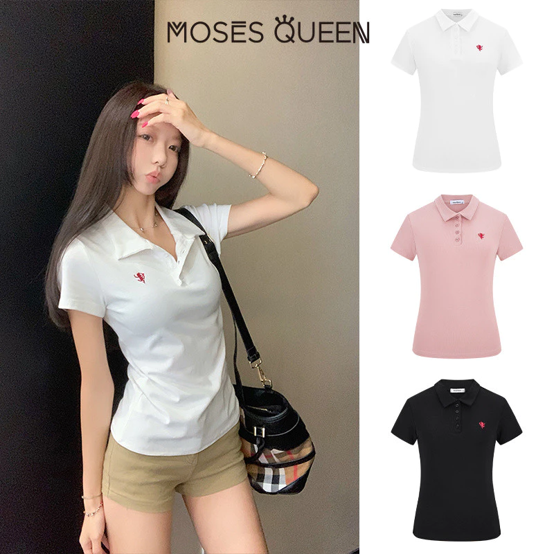 < MOSESQUEEN > Nữ Hoàng Polo Cổ Áo Thun Tay Ngắn Tính Khí Cơ Bản Đa Năng Mùa Hè Mới Hàng Đầu Thiết Kế Nhỏ Sạch Nhìn Lớp Thiết Kế Thiết Yếu #63179