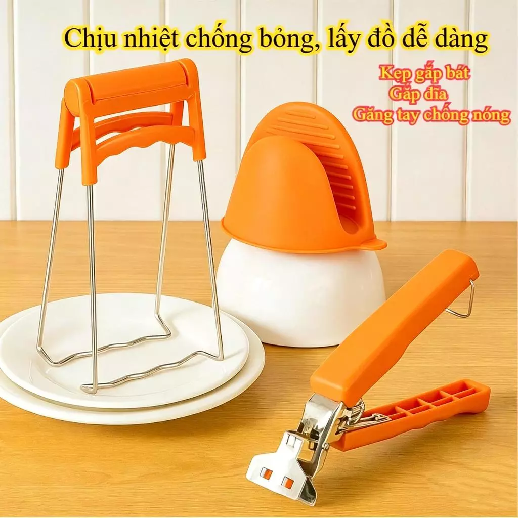 Bộ 3 Dụng cụ kẹp gắp đồ nóng chuyên dụng trong nhà bếp