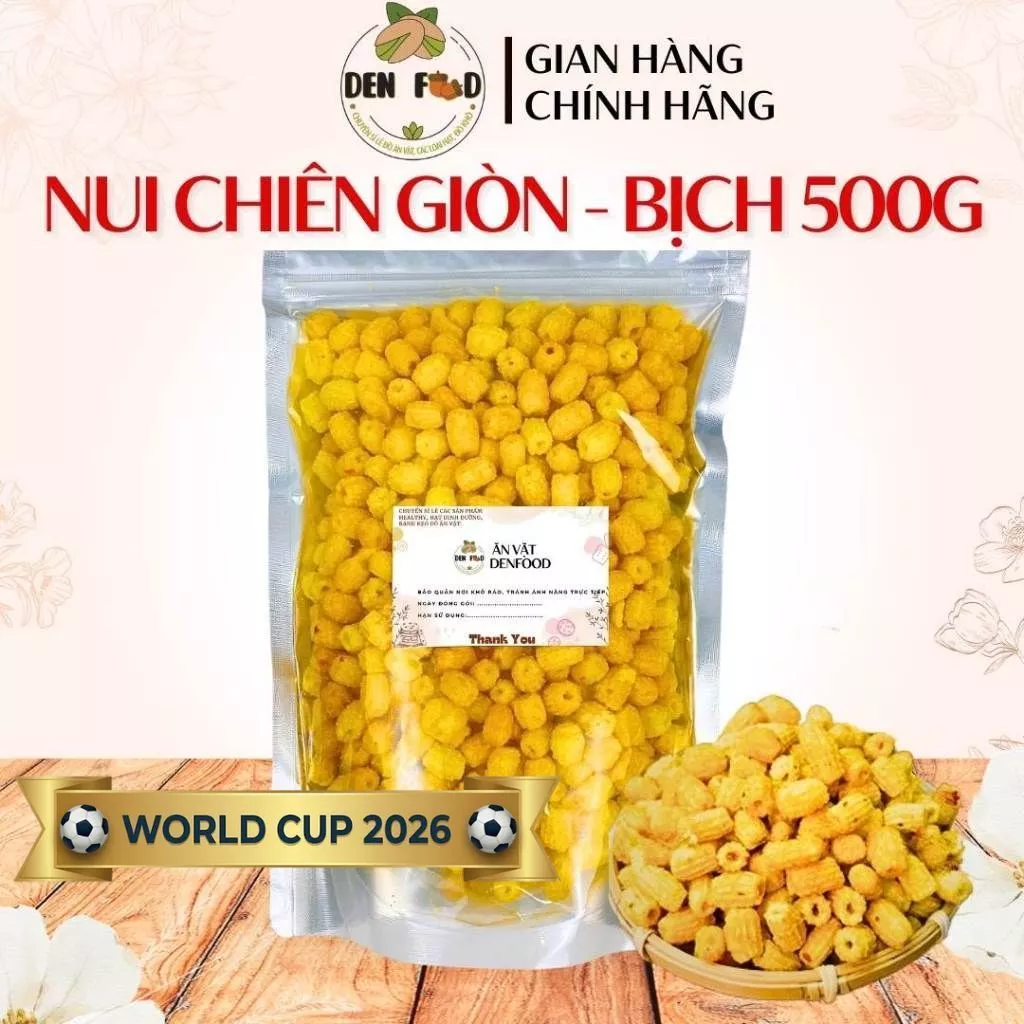 Nui Chiên Giòn Tẩm Bơ Mắm Tỏi Siêu Ngon Bịch 500gr - Ăn Vặt Denfood