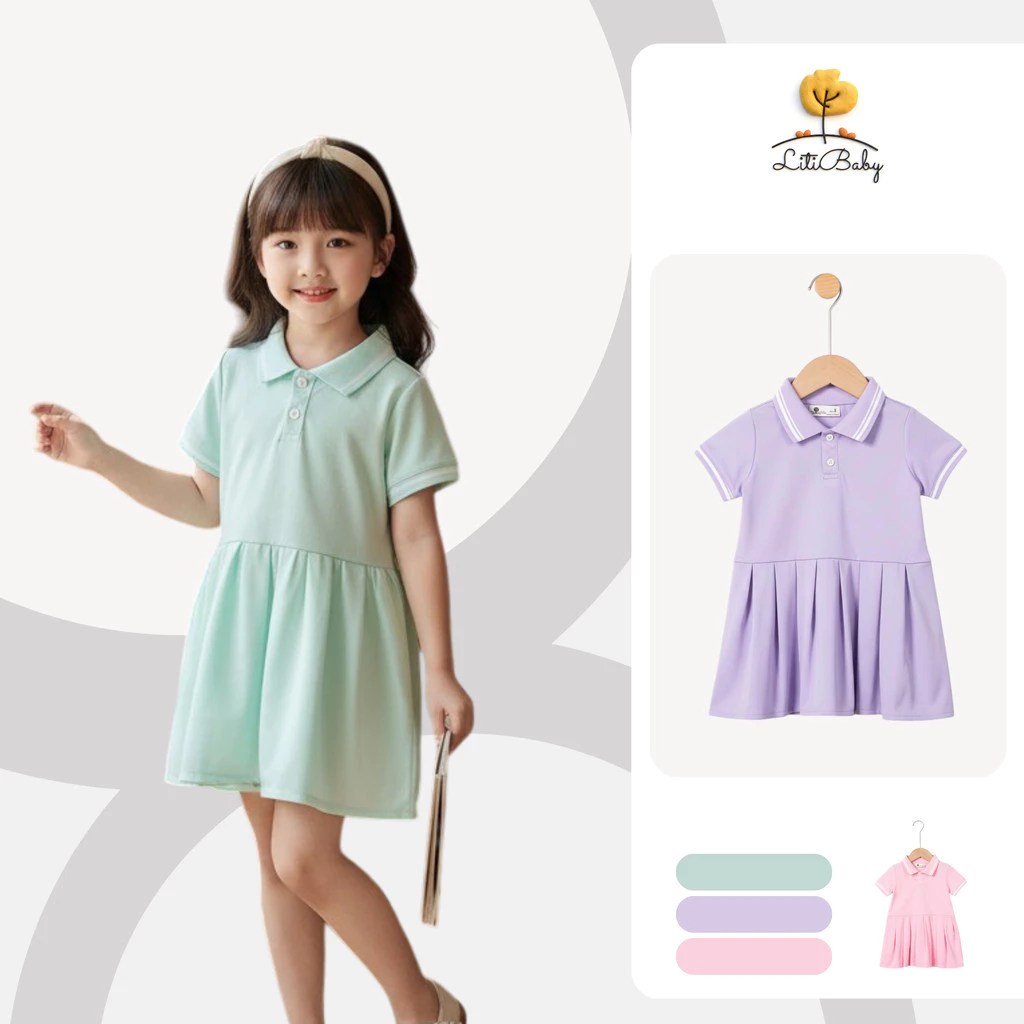 Váy Polo Bé Gái Thanh Lịch, Dễ Thương LITIBABY cho bé từ 2-7 tuổi VT03