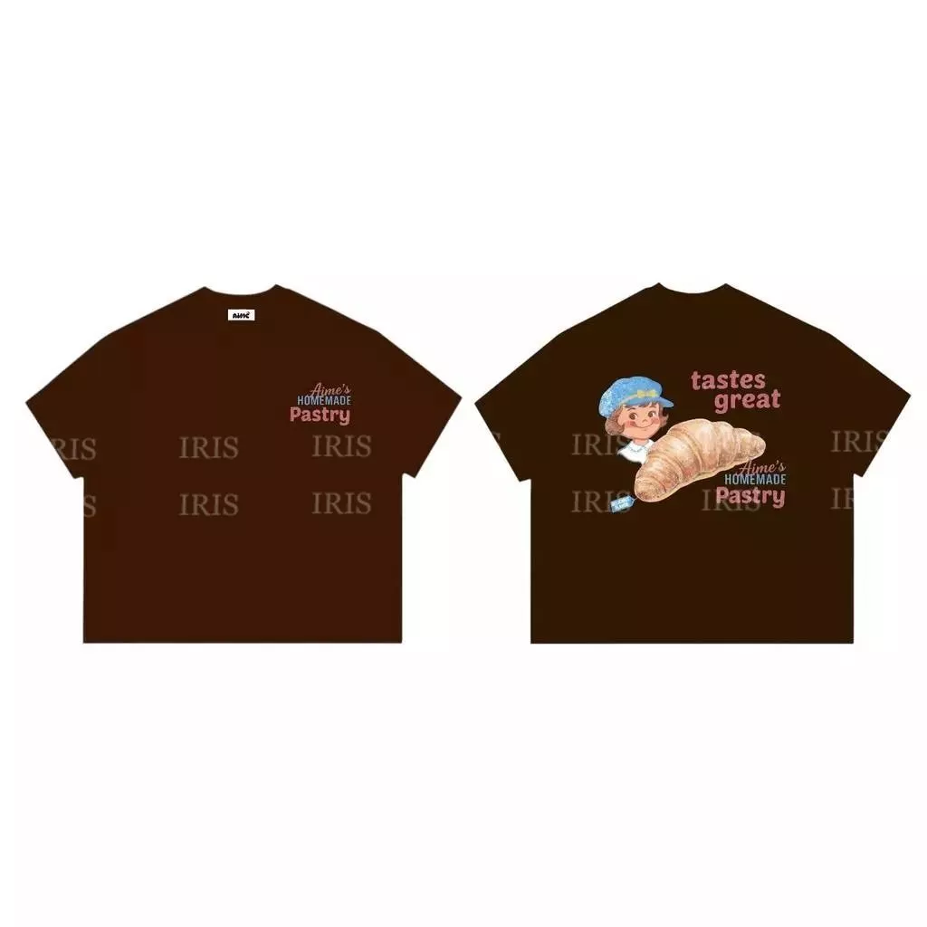Áo Thun Họa Tiết Bánh Kẹo Cute Form Boxy Unisex Cotton Cổ Tròn Tay Ngắn Phong Cách Hàn Quốc