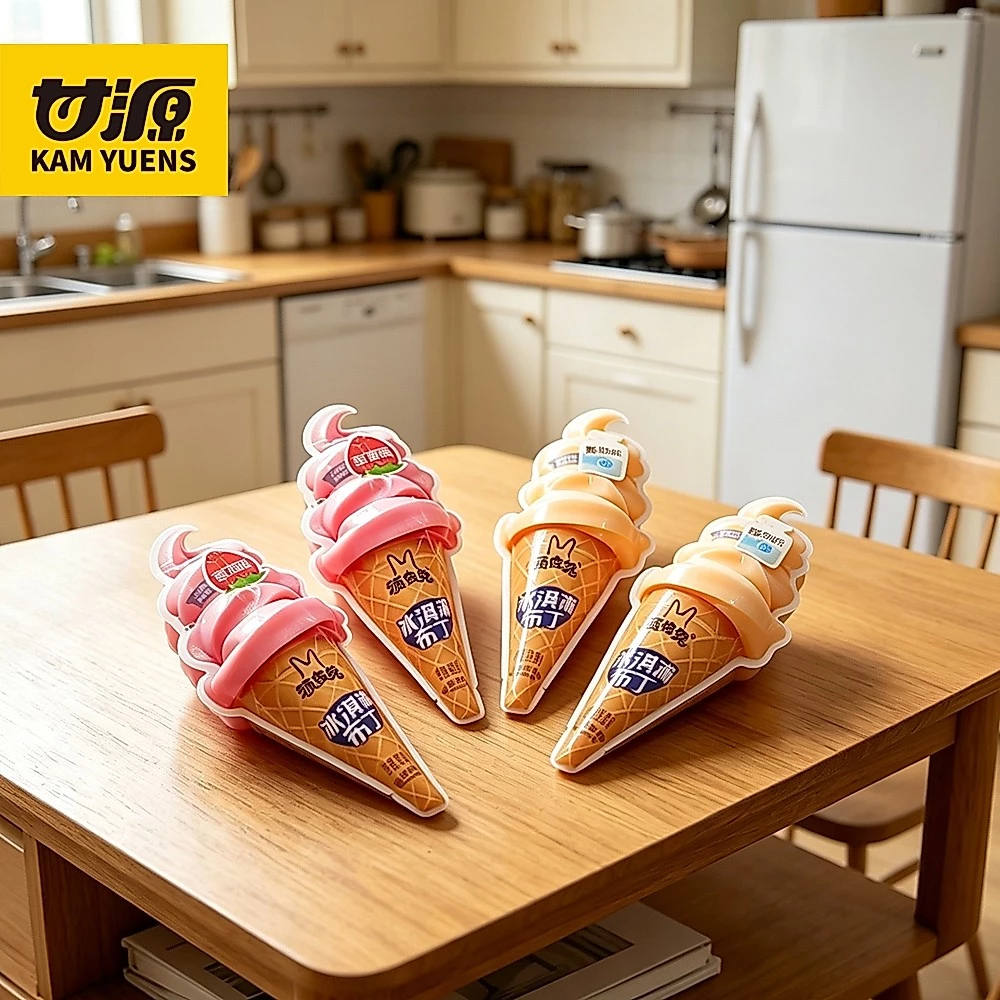 Thạch pudding vị sữa chua dâu tạo hình kem đáng yêu, 2 hương vị thơm ngon cho bé.