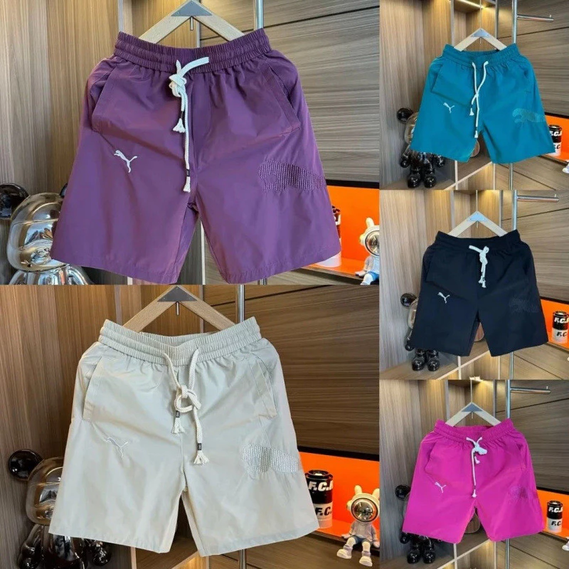 Quần short thêu nam mùa hè mỏng thường ngày thể thao rộng rãi