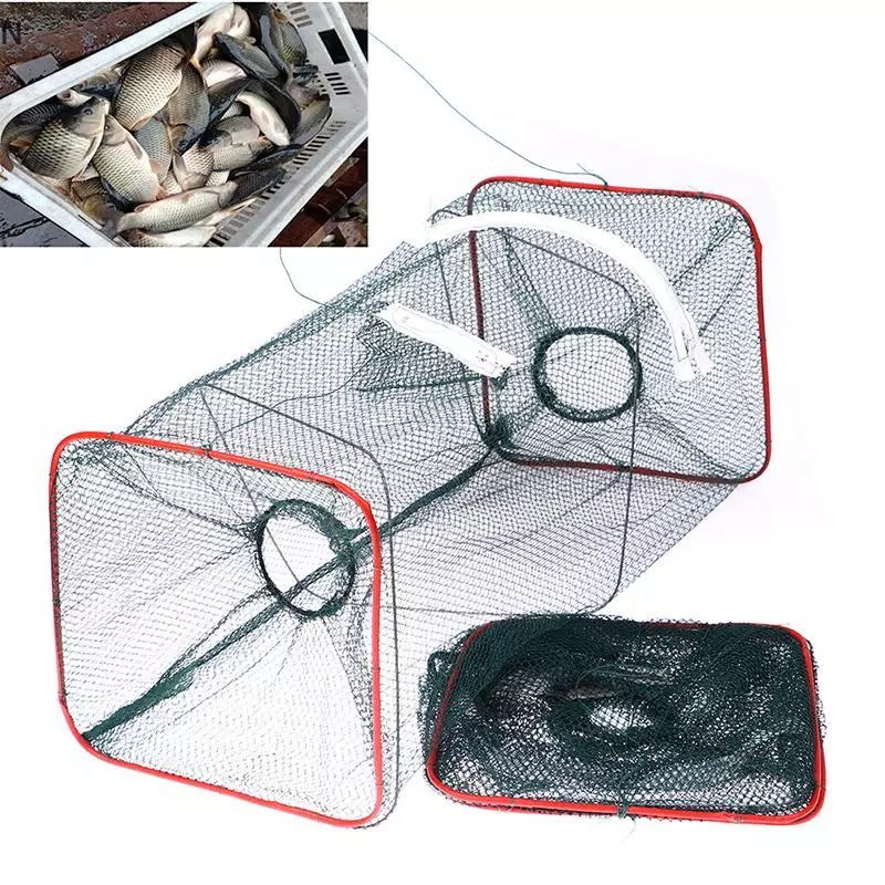 NS Có Thể Gập Lại Lưới Câu Cá Nhúng Lưới Lồng Cá Nylon Dây Thép Câu Cá Bẫy Lồng NS