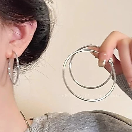 3 / 4 / 5 / 6 / 7mm Bạc Vòng Tròn Bông Tai Khóa Tai Phụ Kiện Thời Trang