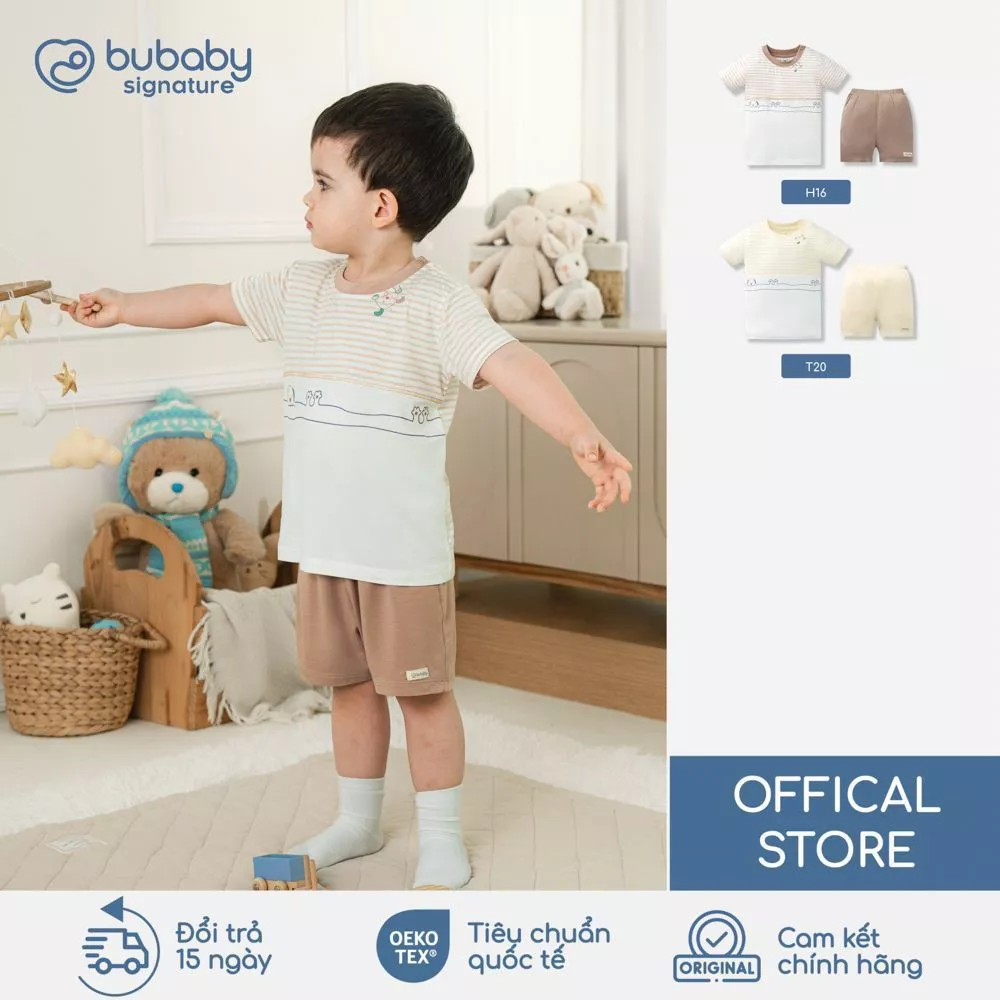 BU Baby Bộ cộc tay co giãn, bộ cộc tay trẻ em 1–5 tuổi mềm mát | Quần áo trẻ em cao cấp | SVS130100