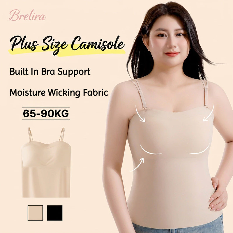 Áo lót Brelira cỡ lớn không đường may, có đệm ngực, áo tank top có đệm mút, áo bra có đệm, áo ống bằng lụa băng thấm hút mồ hôi, dây đeo có thể điều chỉnh, đồ lót nữ.