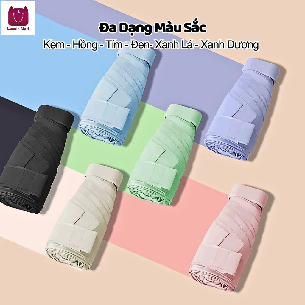Ô bỏ túi, ô gấp mini, ô che nắng và mưa, chống tia UV và chống mưa với tay cầm phẳng.